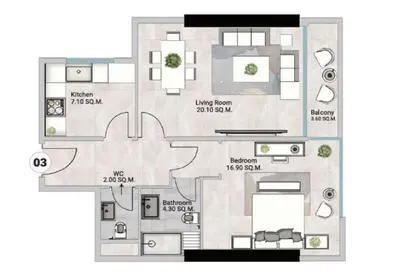Apartment - 1 Bedroom - 2 Bathrooms for sale in Oasis Tower 3 - Al Rashidiya 1 - Al Rashidiya - Ajman