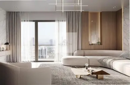 Living Room image for: Apartment - 1 Bathroom for sale in Binghatti Azure - Jumeirah Village Circle - Dubai, Image 1
