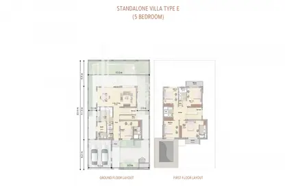 2D Floor Plan image for: Villa - 5 Bedrooms - 7 Bathrooms for sale in AZHA Community - Al Amerah - Ajman, Image 1