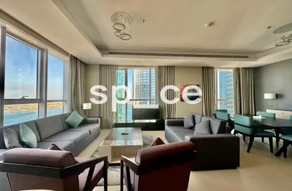 Living / Dining Room image for: Apartment - 2 Bedrooms - 2 Bathrooms for rent in Al Jowhara Tower - Corniche Road - Abu Dhabi, Image 1