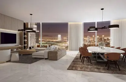 Living / Dining Room image for: Apartment - 5 Bedrooms - 6 Bathrooms for sale in IL Primo - Opera District - Downtown Dubai - Dubai, Image 1