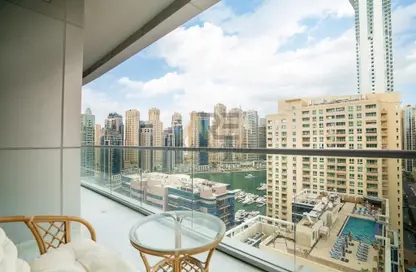 Balcony image for: Apartment - 2 Bedrooms - 3 Bathrooms for rent in The Waves Tower A - The Waves - Dubai Marina - Dubai, Image 1