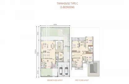2D Floor Plan image for: Villa - 5 Bedrooms - 7 Bathrooms for sale in AZHA Community - Al Amerah - Ajman, Image 1
