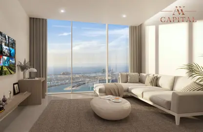 Living Room image for: Apartment - 1 Bathroom for sale in Ciel Tower - Dubai Marina - Dubai, Image 1