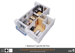 3D Floor Plan image for: Apartment - 1 bedroom - 2 bathrooms for sale in Garden Residences - Emirates City - Ajman, Image 1