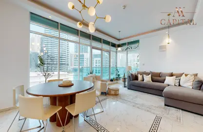 Living / Dining Room image for: Apartment - 2 Bedrooms - 4 Bathrooms for rent in Opal Tower Marina - Dubai Marina - Dubai, Image 1