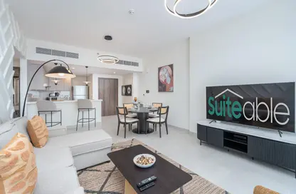 Living / Dining Room image for: Apartment - 1 Bedroom - 2 Bathrooms for rent in 1 Residences - Wasl1 - Al Kifaf - Dubai, Image 1