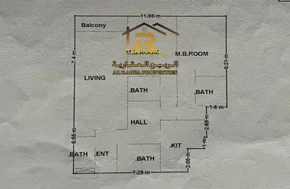 2D Floor Plan image for: Apartment - 2 Bedrooms - 3 Bathrooms for sale in Corniche Tower - Ajman Corniche Road - Ajman, Image 1