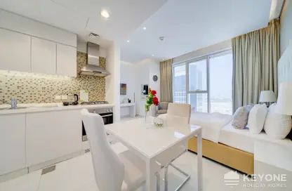 Living / Dining Room image for: Apartment - 1 Bathroom for rent in DAMAC Maison The Vogue - Business Bay - Dubai, Image 1
