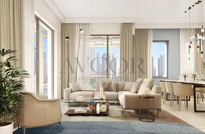 Living Room image for: Apartment - 3 Bedrooms - 4 Bathrooms for sale in Beachgate by Address - EMAAR Beachfront - Dubai Harbour - Dubai, Image 1