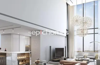 Living Room image for: Apartment - 1 Bedroom - 2 Bathrooms for sale in Sobha Hartland Waves Opulence - Nad Al Sheba 1 - Nad Al Sheba - Dubai, Image 1