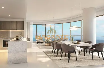 Living / Dining Room image for: Apartment - 3 Bedrooms - 4 Bathrooms for sale in Grand Bleu Tower 1 - EMAAR Beachfront - Dubai Harbour - Dubai, Image 1