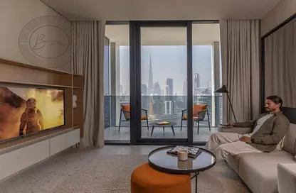 Living Room image for: Apartment - 1 Bathroom for sale in UPSIDE Living - Business Bay - Dubai, Image 1