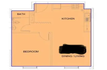 صورة لـ مخطط ثنائي الأبعاد شقة - غرفة نوم - 1 حمام للبيع في الشامخة - أبوظبي ، صورة رقم 1
