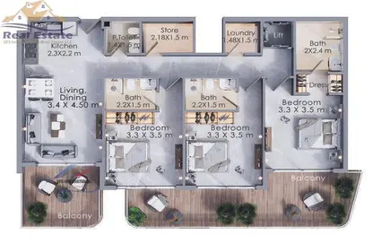 Apartment - 3 Bedrooms - 3 Bathrooms for sale in Terra Tower - Dubai Land - Dubai