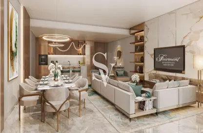 Living / Dining Room image for: Apartment - 3 Bedrooms - 4 Bathrooms for sale in Fairmont Residences Dubai Skyline - Al Sufouh 1 - Al Sufouh - Dubai, Image 1