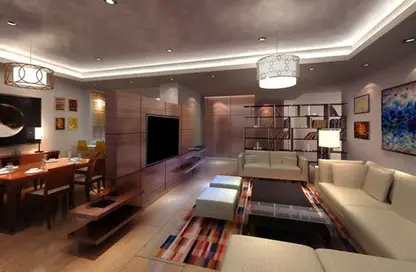 Living / Dining Room image for: Apartment - 2 Bedrooms - 2 Bathrooms for sale in Burj Pacific - Business Bay - Dubai, Image 1