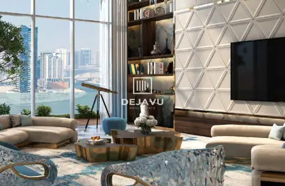 Living Room image for: Apartment - 1 Bathroom for sale in Chic Tower - Business Bay - Dubai, Image 1