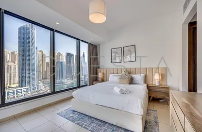 Room / Bedroom image for: Apartment - 1 Bedroom - 1 Bathroom for rent in Silverene Tower B - Silverene - Dubai Marina - Dubai, Image 1