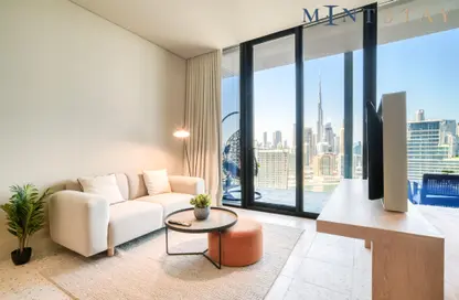 Living Room image for: Apartment - 1 Bathroom for rent in UPSIDE Living - Business Bay - Dubai, Image 1