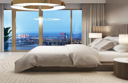 Room / Bedroom image for: Apartment - 1 Bedroom - 2 Bathrooms for sale in Grand Bleu Tower 1 - EMAAR Beachfront - Dubai Harbour - Dubai, Image 1