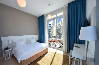 Room / Bedroom image for: Hotel  and  Hotel Apartment - 1 Bathroom for rent in Jannah Place Dubai Marina - Dubai Marina - Dubai, Image 1