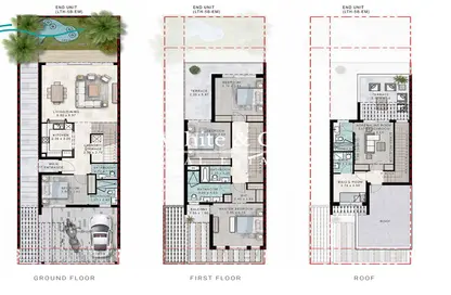 2D Floor Plan image for: Townhouse - 5 Bedrooms - 5 Bathrooms for sale in Costa Brava 1 - Costa Brava at DAMAC Lagoons - Damac Lagoons - Dubai, Image 1