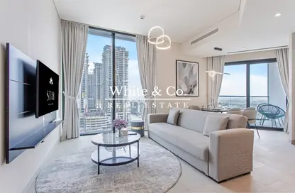 Living Room image for: Apartment - 2 Bedrooms - 2 Bathrooms for sale in Sobha Hartland Waves - Sobha Hartland - Mohammed Bin Rashid City - Dubai, Image 1