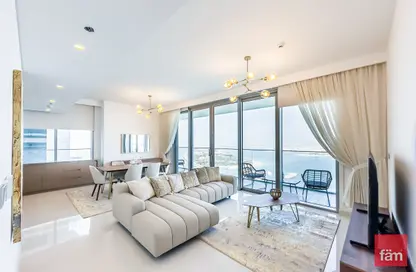 Living / Dining Room image for: Apartment - 2 Bedrooms - 2 Bathrooms for rent in Beach Isle - EMAAR Beachfront - Dubai Harbour - Dubai, Image 1