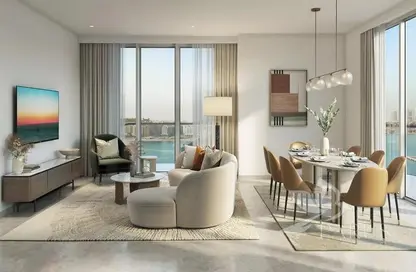 Living / Dining Room image for: Apartment - 2 Bedrooms - 3 Bathrooms for sale in Beachgate by Address - EMAAR Beachfront - Dubai Harbour - Dubai, Image 1
