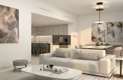 Living Room image for: Apartment - 1 Bathroom for sale in Vista by Prestige One - Dubai Sports City - Dubai, Image 1