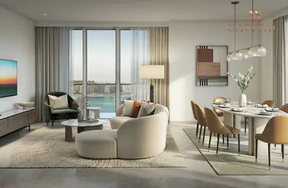 Living / Dining Room image for: Apartment - 2 Bedrooms - 2 Bathrooms for sale in Beachgate by Address - EMAAR Beachfront - Dubai Harbour - Dubai, Image 1