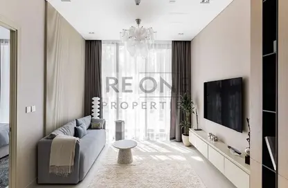 Living Room image for: Apartment - 2 Bedrooms - 3 Bathrooms for sale in 1WOOD Residence - Jumeirah Village Circle - Dubai, Image 1