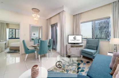 Living / Dining Room image for: Apartment - 1 Bedroom - 2 Bathrooms for rent in Damac Maison Mall Street - Downtown Dubai - Dubai, Image 1
