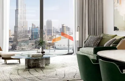 Living Room image for: Apartment - 1 Bedroom - 1 Bathroom for sale in St Regis The Residences - Burj Khalifa Area - Downtown Dubai - Dubai, Image 1